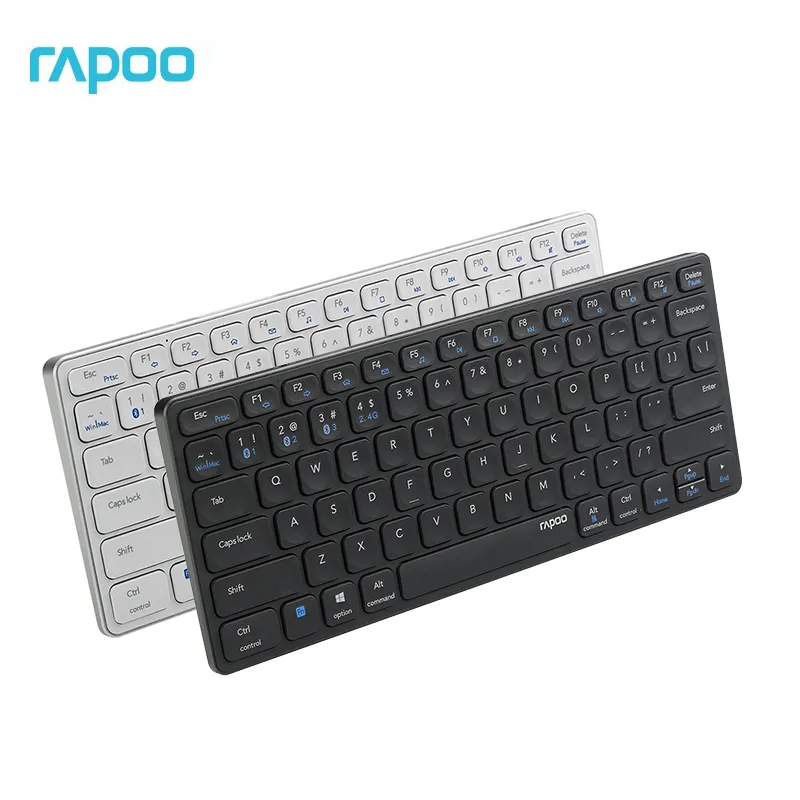 RAPOO-Mini Teclado Ultrafino de Escritório, USB, Sem Fio, Bluetooth 5.0, 3.0, E9050G, 2.4G, 78 Keys for Windows, Mac, OS, Windows, Original