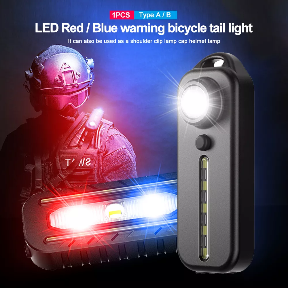 1/2pcs Mini lanterna fina tática da polícia luz de ombro USB tipo C recarregável luz de capacete de bicicleta luz de chaveiro
