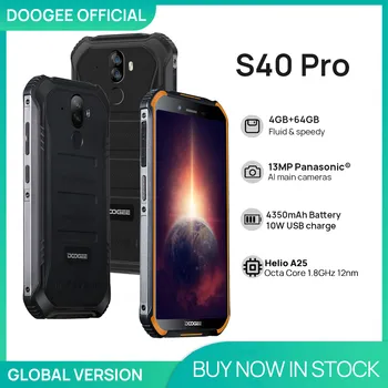 DOOGEE S40 Pro Smartphones Android 10 Rugged Mobile Phone IP68/IP69K 4GB RAM 64GB ROM Waterproof Helio A25 Octa-core Cell phones
