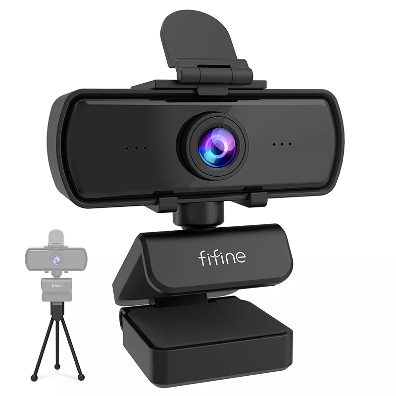 FIFINE-Webcam Full HD com Microfone e Tripé, 1440p, PC, USB, Desktop, Laptop, Transmissão ao Vivo, Vídeo, Calling-K420