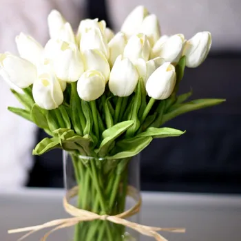 10PCS Tulip Artificial Flower Real Touch Artificial Bouquet Fake Flower for Wedding Decoration Flowers Home Garden Decor