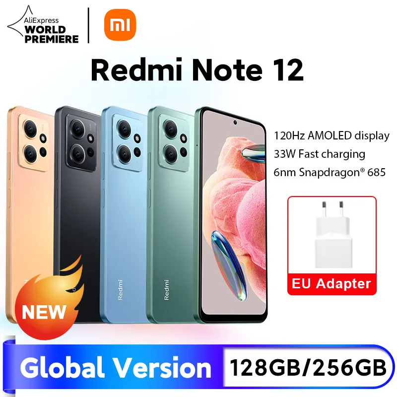 Xiaomi-Redmi Note 12 Versão Global, 120Hz AMOLED, Carregamento Rápido 33W, Snapdragon, Estreia Mundial®Câmera 685 50MP