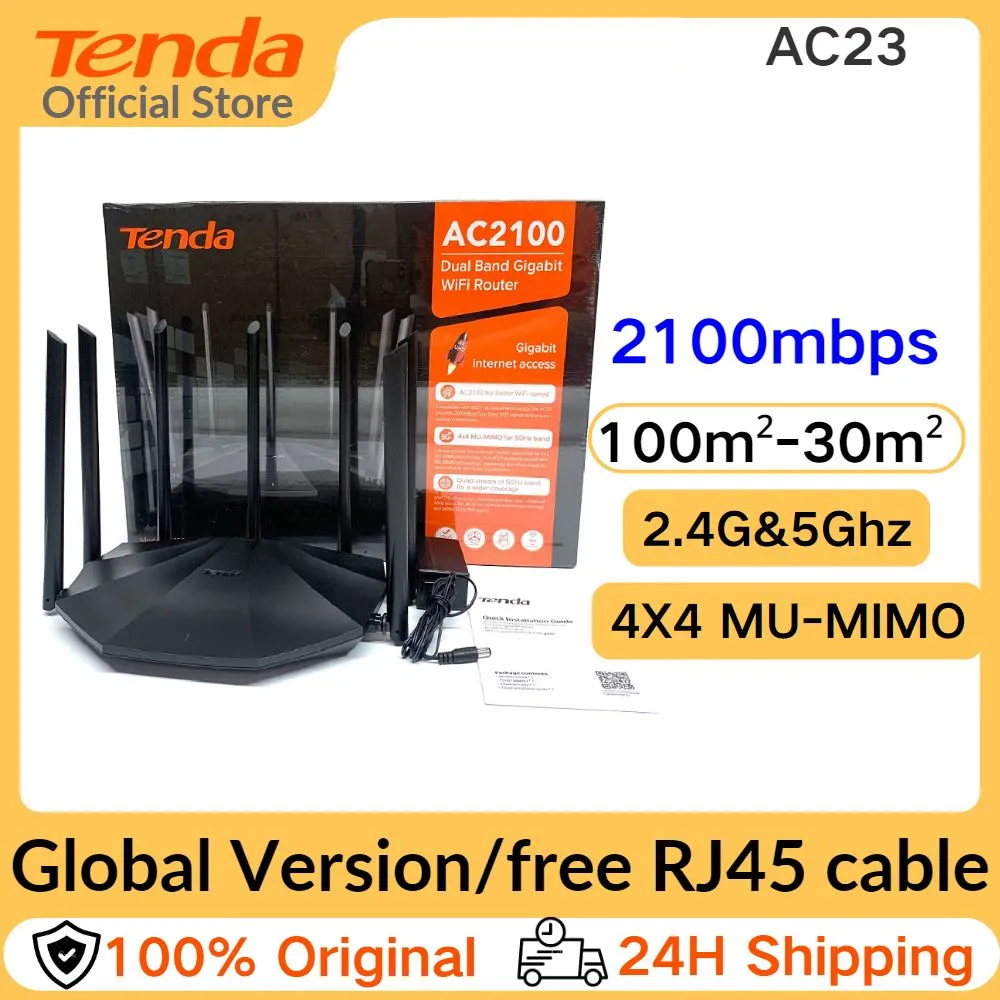 Tenda-wifi ac23 roteador sem fio 2.4g 5ghz, extensor de alcance com antenas externas 7x6dbi, amplificador de sinal wi-fi