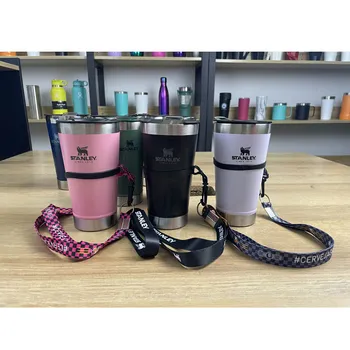 473ml Stanley Beer Cups Thermal Cup With Bottle Opener Lid and Rope Stainless Steel Mug Coffee for Cold and Warm