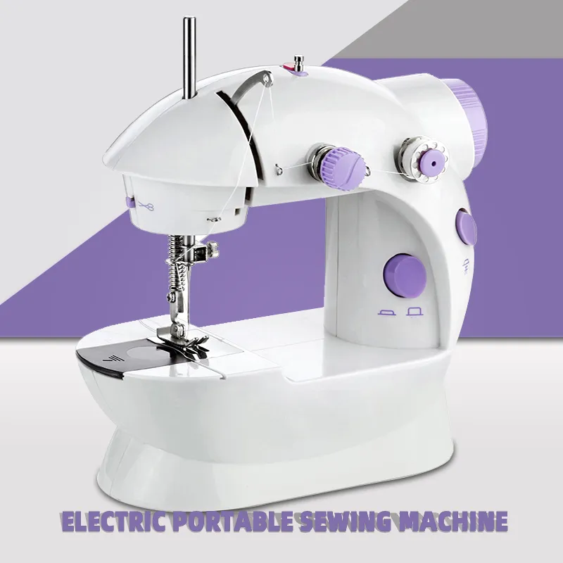 Multifuncional Mini máquina de costura, portátil, elétrica, desktop, linha reta cortador, automático, enrolamento reparação, casa