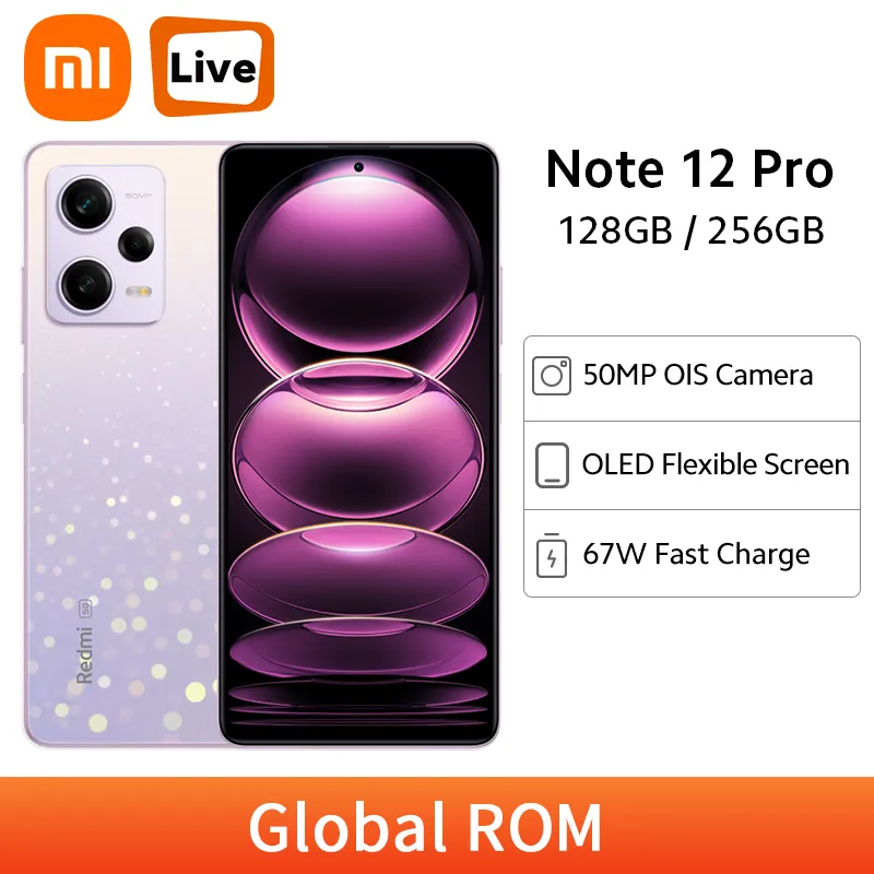 Xiaomi-Redmi Note 12 Pro, ROM Global, Dimensão MTK, Tela 120Hz, Bateria 5000mAh, Carregamento Rápido 67W, Câmera Principal de 50MP, 1080