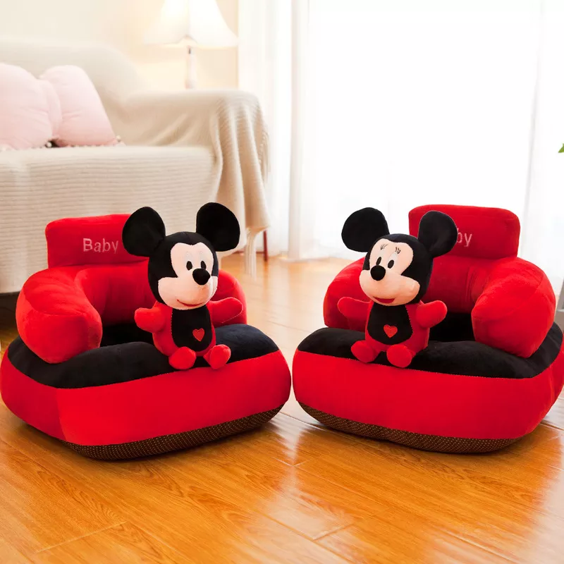 Disney Infantil Mickey Mouse Sofá, Cadeira Infantil, Assento de Bebê, Poltrona, Brinquedo de Pelúcia, Aprenda a sentar Criança Pufe, Desenhos Animados