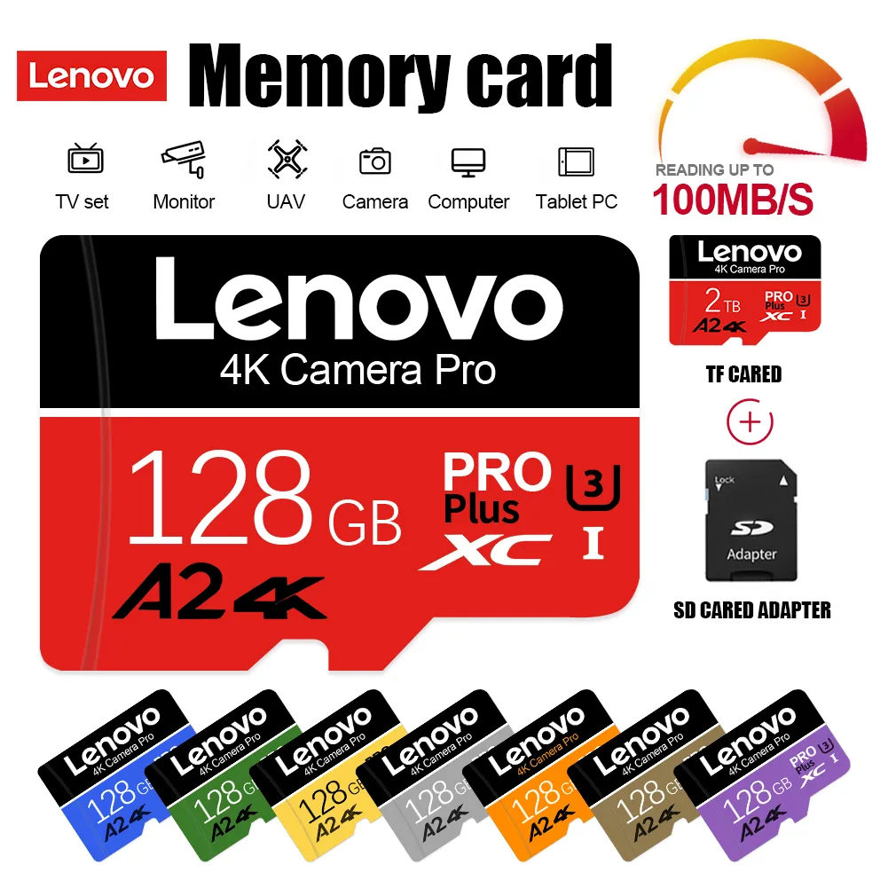 Cartão de memória Lenovo Class 10, TF, Cartão SD, 128GB, 1TB, 2TB, 128GB