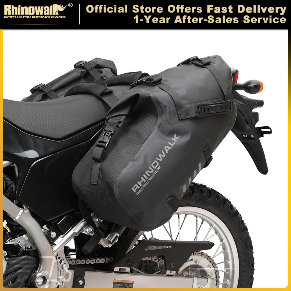 Rhinowalk-impermeável Motorcycle Saddle Bag, sacos laterais, grande capacidade, Universal Fit, 100% impermeável, 18L 28L 48L, 2 pcs
