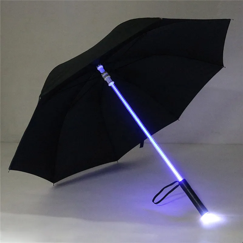 Guarda-chuva LED multicolorido para homens e mulheres, luz de flash, proteção noturna, brilho, chuva, presente, não incluído