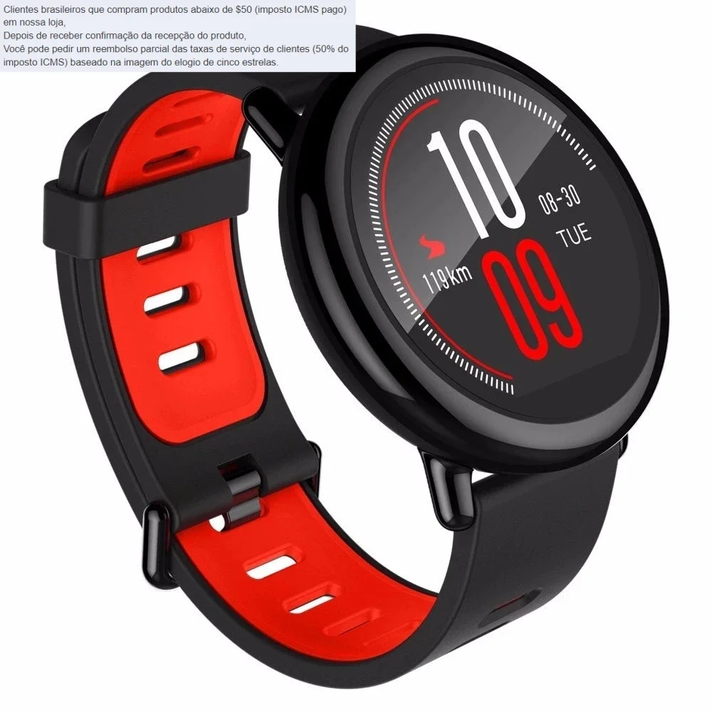 Original amazfit ritmo masculino relógio inteligente sportwatch global firmware com inglês idioma estoque bluetooth relógio gps 95novos relógios