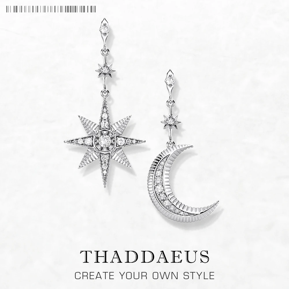 Brincos mágicos de estrela e lua para mulheres, presente vintage em prata esterlina 925, joias da moda europeia, novo, verão