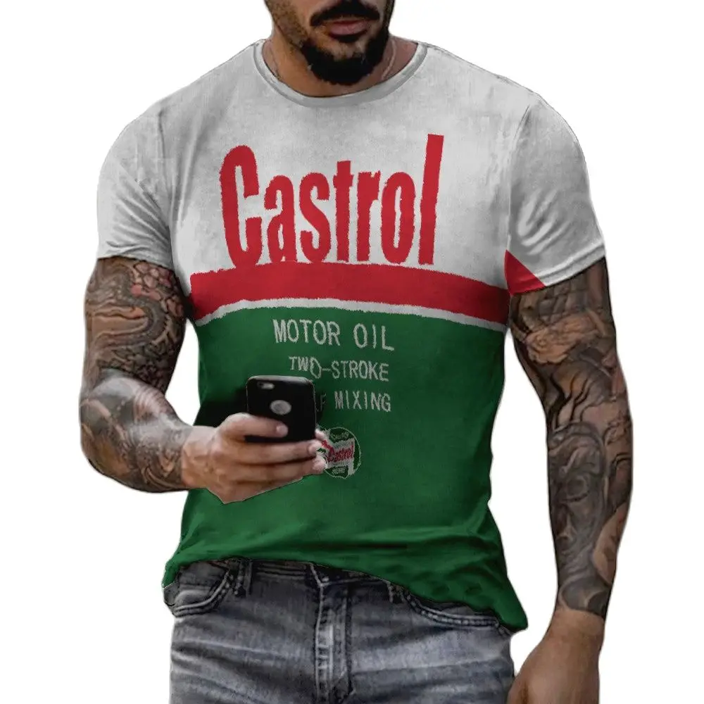 Camiseta extragrande com estampa Vintage 3D masculina, gola O, camiseta de manga curta, blusa solta, moda de rua, verão