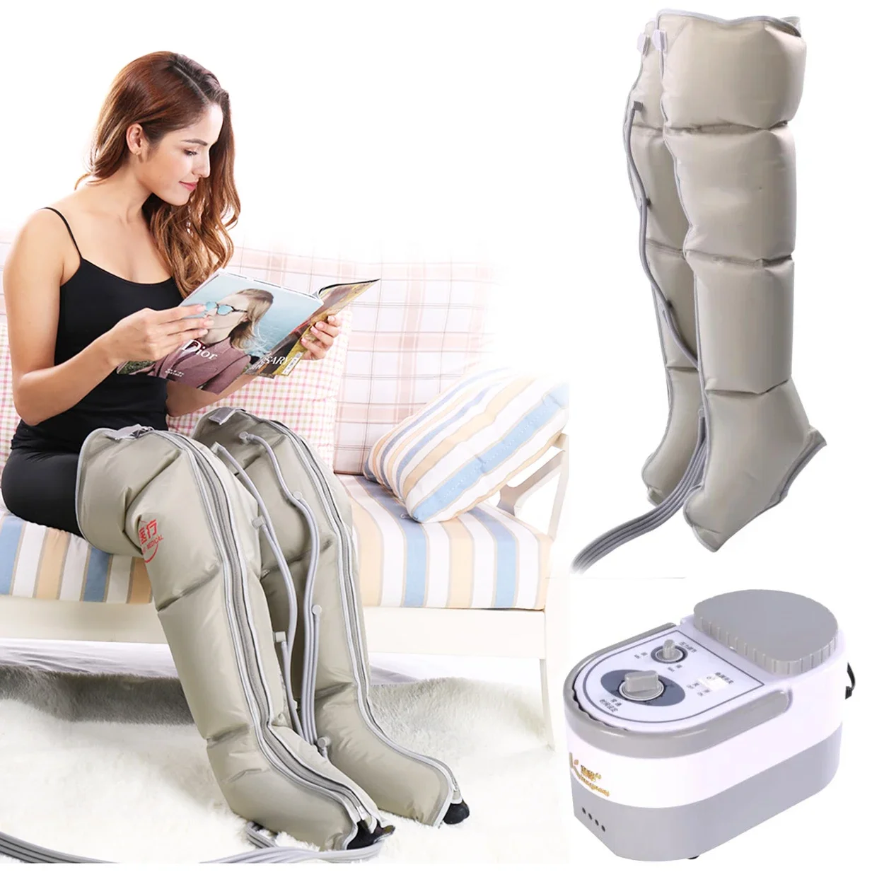 Ar elétrico compressão perna massageador, perna Wraps, pé tornozelos panturrilha massagem máquina, promover a circulação sanguínea, aliviar a dor fadiga
