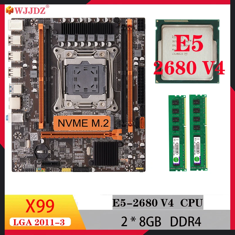 Placa mãe de computador x99 xeon e5 2680 v4 cpu 16gb ddr4 kit de memória placa mae x99 para jogos pc xeon combo conjunto de acessórios para pc