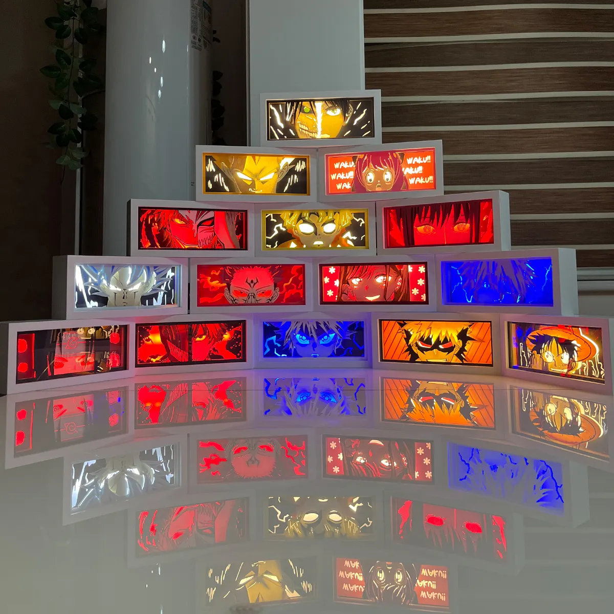 Caixa De Luz De Escultura De Lâmpada De Sombra 3D, Madeira De Anime, Corte De Papel, Luz Noturna, Presente De Decoração, Mix, Atacado