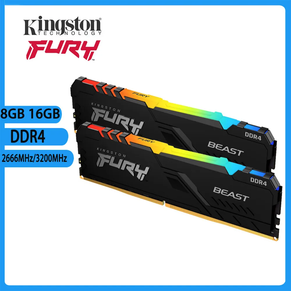 Kingston-Memória para jogos RGB, 3200MHz, 2666MHz, DIMM XMP, 16 8GB, PC4-21300, 1.2V, 288Pin Ram, DDR4 para desktop