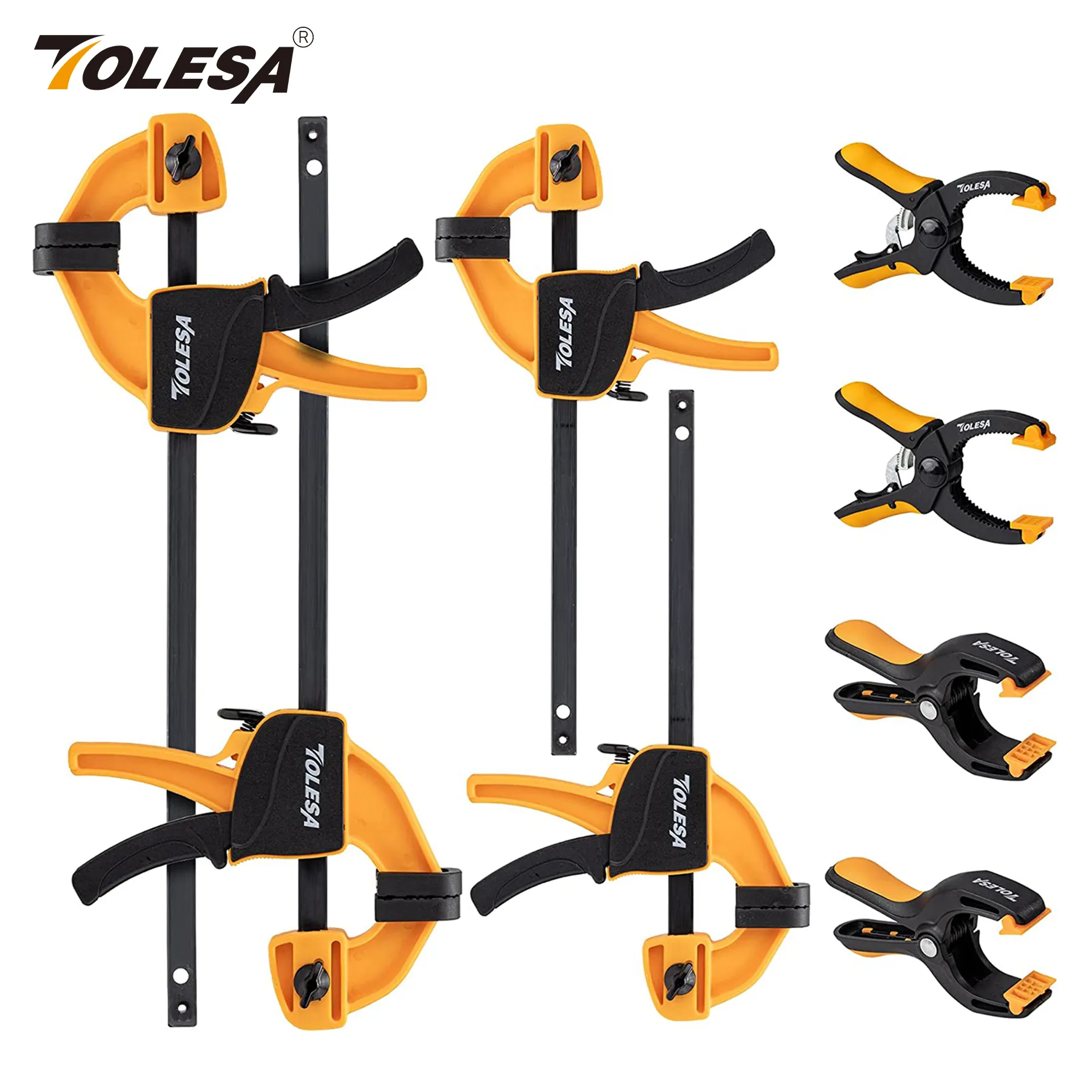 TOLESA Bar Clamps Set para Carpintaria, Light Duty Quick Grip, 45 Lbs Load Limit, 4 