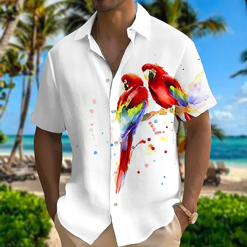 Havaí camisa para homens e mulheres, manga curta, 3d impresso, animal, pássaro, praia, viagens, casual, oversize, 5xl, novo, verão, 2023