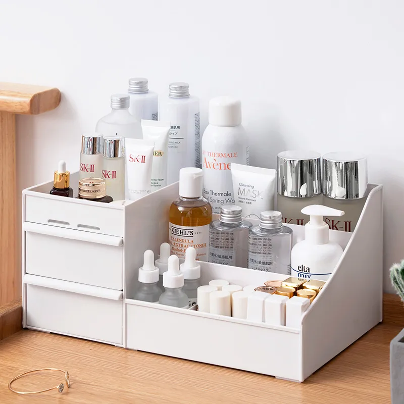 Grande Capacidade Cosmetic Storage Box, maquiagem gaveta, organizador de jóias, unha polonês Container, mesa Diversos