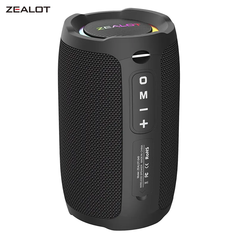 ZEALOT-Alto-falante Bluetooth Portátil, Som Estéreo 360 °, 20W, IPX6 Impermeável, Sem Fio, Bluetooth 5.0, Excelente Desempenho de Baixo, S49
