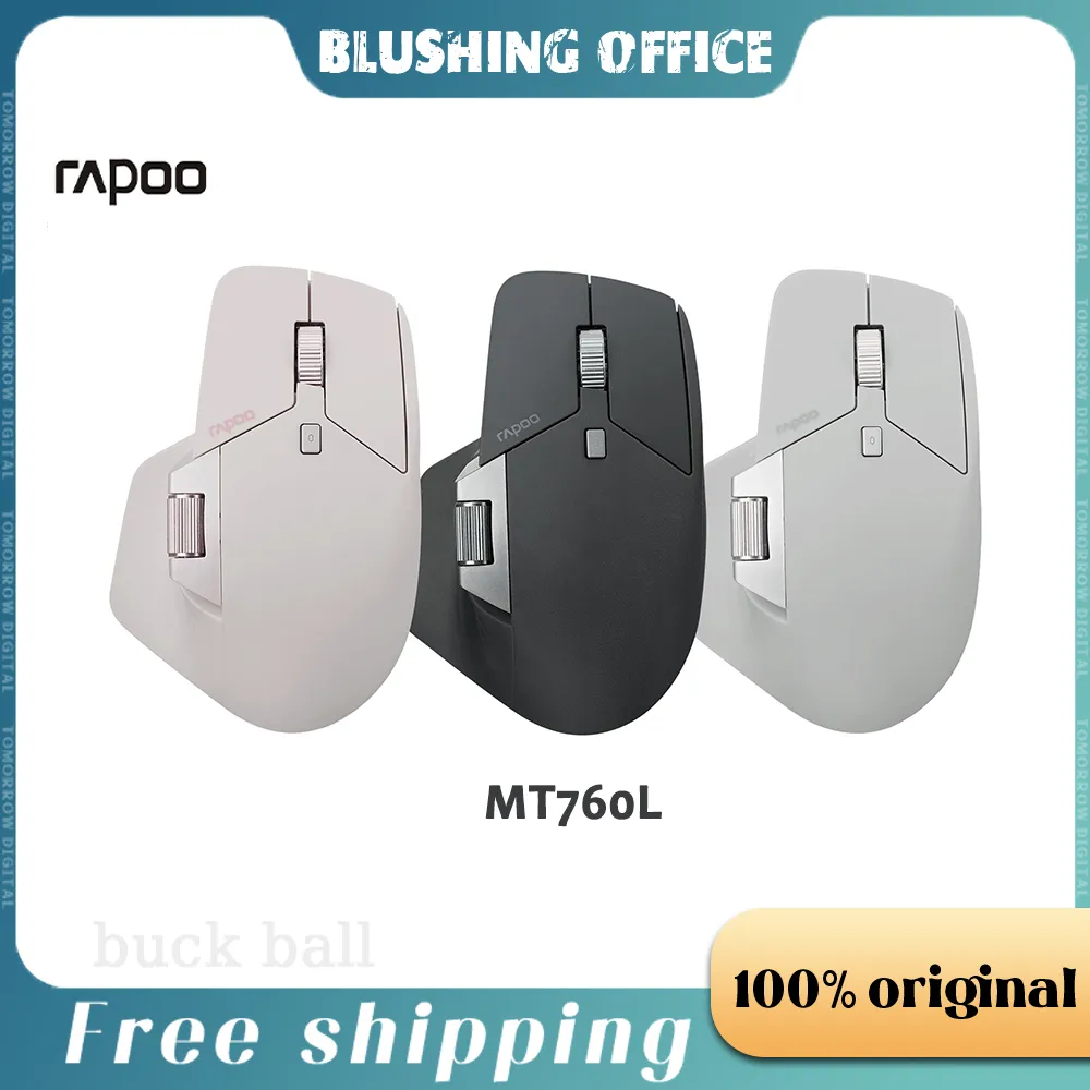 Rapoo-MT760L Mouse Bluetooth sem fio, recarregável, conexão de 3 modos, ergonômico, laptop, PC, escritório, jogos, 4 Gear, 3200dpi