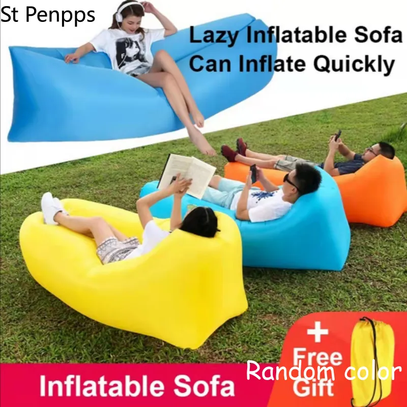 Outdoor preguiçoso Sofá Inflável Água Praia Air Bed Sofá Piquenique Portátil Ultraleve Down Sleeping Bag Rápido Infaltable Air Sofá-cama