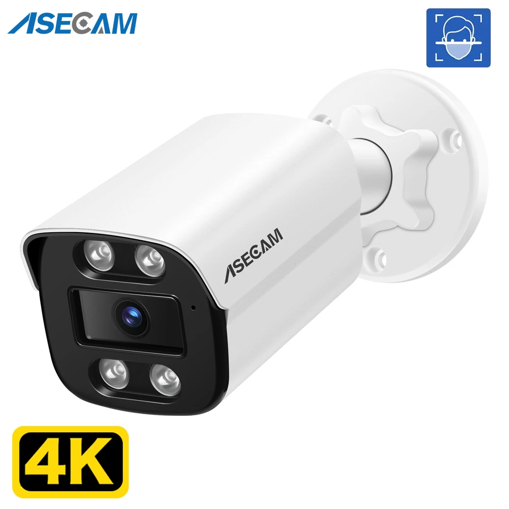 8mp 4k camera de segurança ai detecção de rosto h.265 onvif rtsp cor visão noturna poe câmeras de vigilância áudio humano xmeye