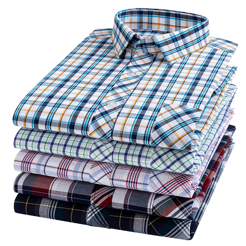 Novas camisas casuais xadrez de algodão para homens impressão de moda de manga comprida verificado ajuste regular mens camisas xadrez vestido roupas diárias macio
