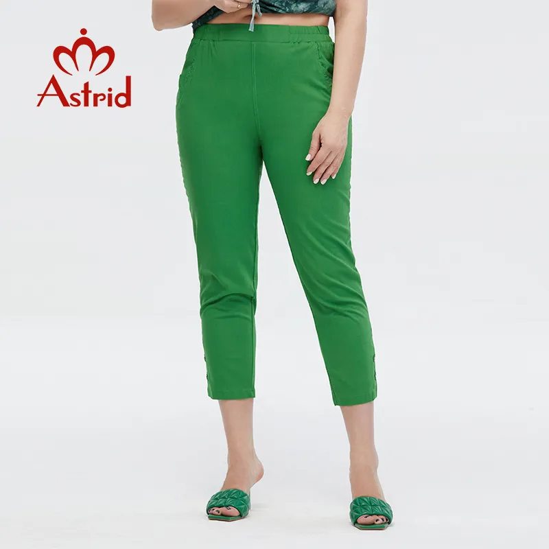 Astrid-calças oversize para mulheres, capri de algodão, clássico, sólido, grande, roupas de escritório, verão, 2023