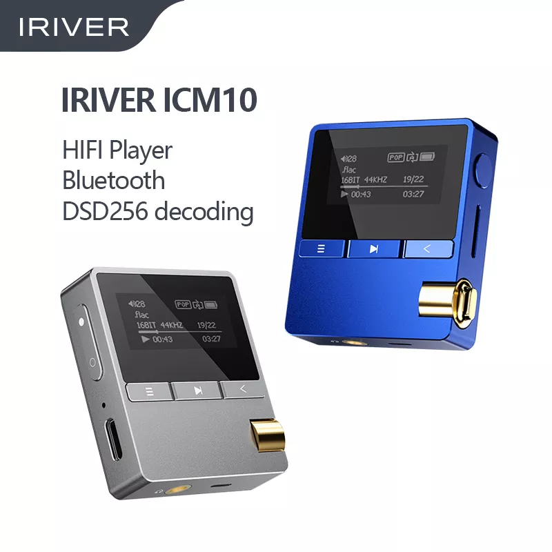 Iriver ICM10 Leitor MP3 Portátil, Leitor de Música Lossless com Clip, Mini Bluetooth, DAP, Rádio de Reprodução de Até 15 Horas, 16GB, Original