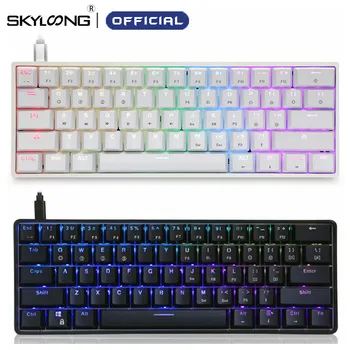Skyloong Mini Portable 60% Mechanical Keyboard Wireless Bluetooth Gateron Mx RGB Backlight Gaming Keyboard GK61 SK61 For Desktop