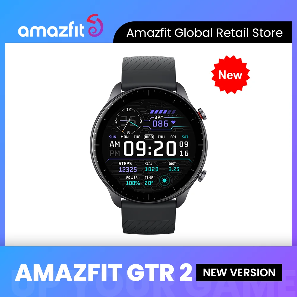 Amazfit-Smartwatch GTR 2, design curvo embutido sem moldura, duração da bateria ultra longa, relógio inteligente, Alexa, nova versão