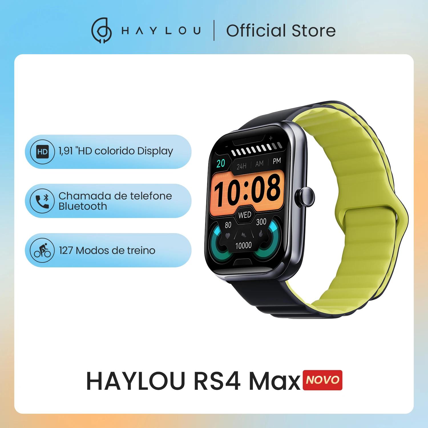 HAYLOU-RS4 Max Bluetooth Smartwatch para homens, chamadas telefônicas, 1.91 