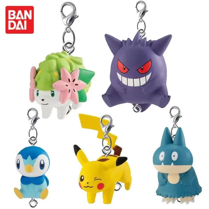 Bandai-Pokemon Gashapon Keychain Pingente, Figura Anime bonito, Pikachu Pikachu, Gonbe Bag, Brinquedos Colecionáveis, Presentes de Aniversário