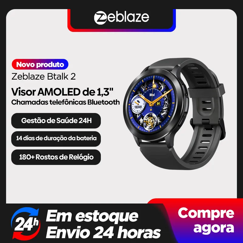 Zeblaze-Smartwatch Btalk 2 para Mulheres, Display AMOLED, Fazer/Receber Chamadas, Acompanhamento de Saúde e Fitness, Estreia Mundial