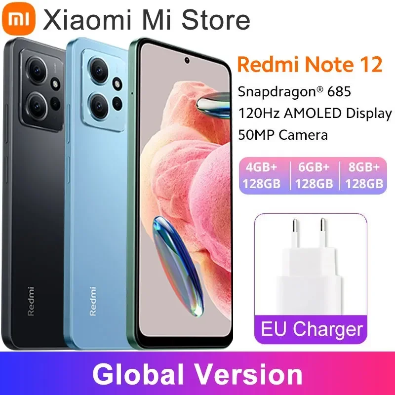 Xiaomi-Redmi Note 12 Snapdragon, Versão Global®Câmera de carregamento rápido AMOLED DotDisplay, 50MP, 5000mAh, 33W, 685, 120Hz