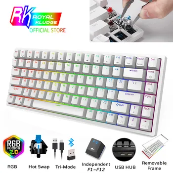Royal Kludge RK84 Tri-Mode Mechanical Keyboard Wireless Bluetooth RGB Backlight BT5.0/2.4G/Wired Hot-Swappable Gamer Keyboard