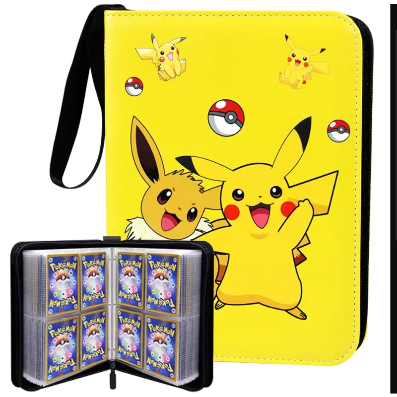 Pokémon Card Binder Album, titular do cartão favorito, titular da lista, carteira, pele PU, impermeável, Zipper Bag, Kids Toy, presente de aniversário, 400pcs