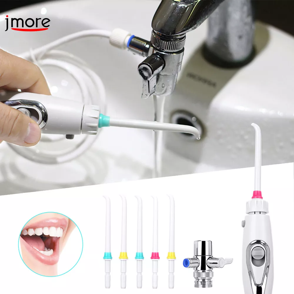 Torneira de água dental flosser spa jato pressão água bucal limpeza da boca casa família substituição bicos irrigador oral